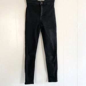 Topshop Joni Moto Black Jeans - Size 25